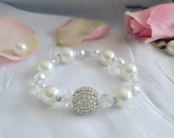 Pearl Bracelet with Glass Pearls, Handmade Pearl Bracelet, Gift Bracelet, Pearls