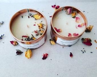 Your Spring Duo Hand Poured Soy Candle Gift Set 100ml Rose Gold Tin, Country Garden, Pear and Freesia, English Pear, Floral Gift Set, Vegan