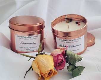 SPA Candles, Sanctuary, Relaxing Embrace, Hand Poured Soy Candle 250ml, SPA Candle, Relaxing Candle, Gift Candle, Rose Gold Tin