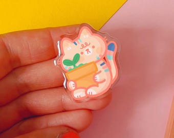 Mango the Rainbow Cat "Growing" Acrylic Pin