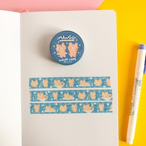 Ruban adhésif en Washi « Mango : le chat arc-en-ciel », Ruban adhésif en Washi avec un chat mignon, 10 m x 15 mm
