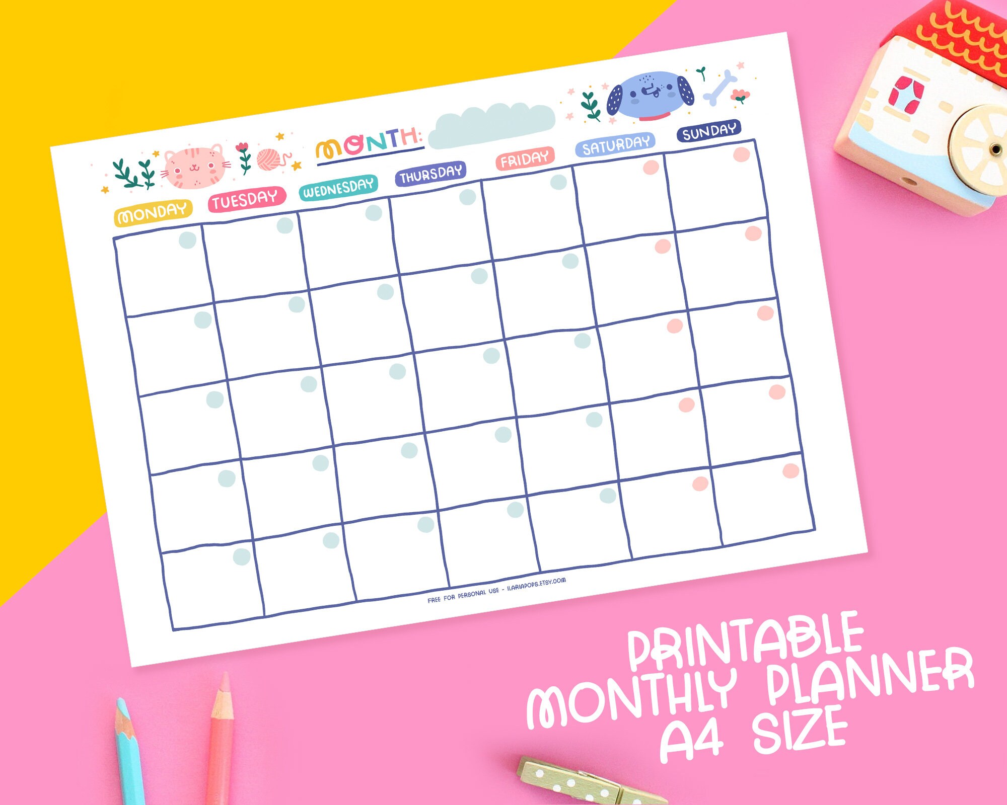 Monthly Weekly Planner A4 Sheets to Download and Print at - Etsy