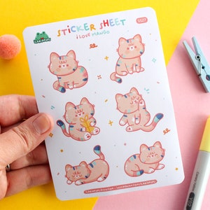 Sticker Sheet &quot;I love Mango&quot;, Die-cut matte vinyl sticker, waterproof sticker.