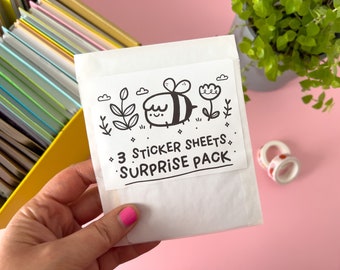 Surprise Sticker Sheet Pack: 3 Matte Vinyl Waterproof Sticker Sheets