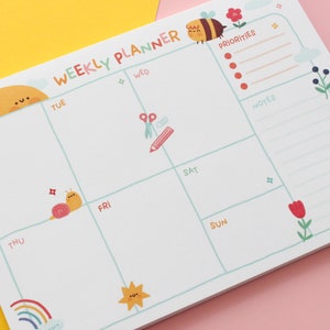 A5 Weekly Planner note pad, 50 tear off sheets. Kawaii Organiser for Planning Your Week image 4