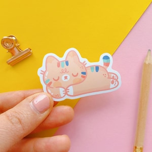 Mango the Cat takes a nap! Matte vinyl sticker
