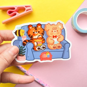 Pegatinas kawaii de noche de película, pegatinas de vinilo brillante troqueladas, pegatinas resistentes al agua.