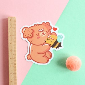 Couple sticker with Paco & Honey illustration, matte vinyl waterproof sticker. image 5