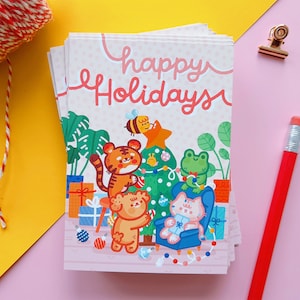 A6 "Felices Fiestas" - Bonita postal navideña, impresa en papel mate de 350 g, 105 x 148 mm