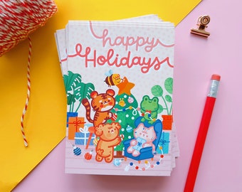 A6 "Happy Holidays" - Cute Holiday Postcard, printed on a 350g matt paper, 105x148mm