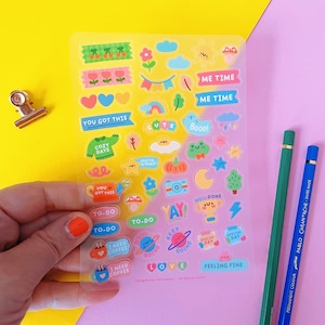 Kawaii Doodles Sticker Bogen - 49 Vinyl Sticker für Planer