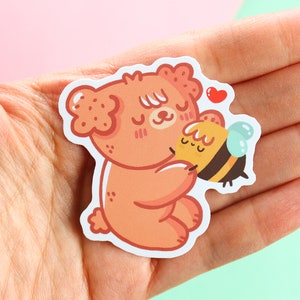 Couple sticker with Paco & Honey illustration, matte vinyl waterproof sticker. image 3