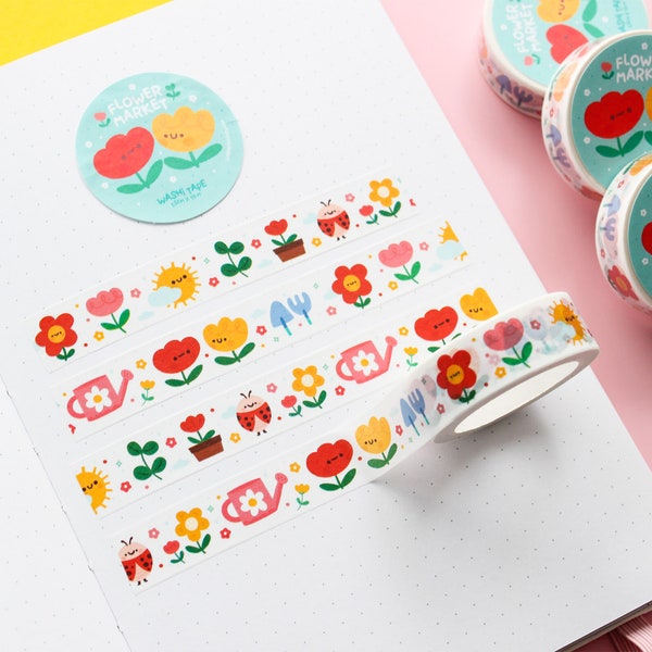 Washi Tape ""Blumenmarkt"" von Ilariapops, 10m x 15mm ."