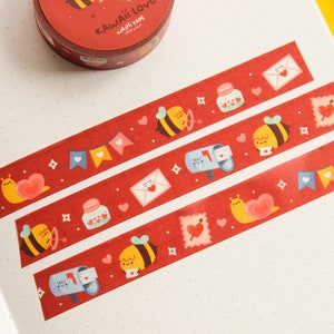 Washi Tape Kawaii Love, Cute red Washi tape, 10m x 15mm image 4