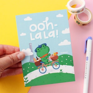 Mini Print A6 "Puddle & Lettuce go to Paris", impressa em papel mate 324 g/m2, 105x148mm