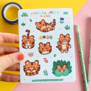Planner stickers "Hello Bao!", lot de 15 stickers déco kiss-cut imprimés sur papier vinyle mat, waterproof