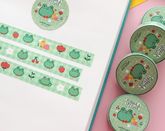 Kawaii Washi Tape "Puddle & Lettuce" Scrapbook Supplies 10m x 15mm