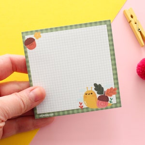 Memo Pad Cute with Lettuce the snail Kawaii Stationery Notes with 50 sheets 9cm x 9cm