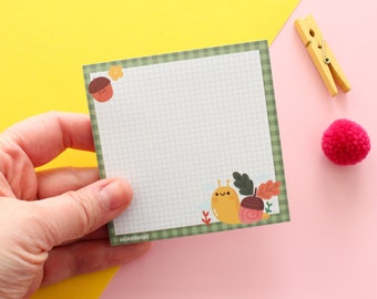 Memo Pad Cute with Lettuce the snail Kawaii Stationery Notes with 50 sheets 9cm x 9cm