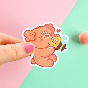 Couple sticker with Paco & Honey illustration, matte vinyl waterproof sticker. image 1
