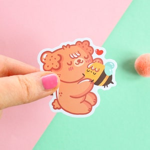 パコ＆ハニーのイラストが描かれたカップルステッカー、マットビニール防水ステッカー。