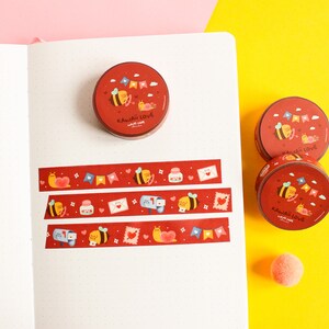 Washi Tape Kawaii Love, Cute red Washi tape, 10m x 15mm image 5