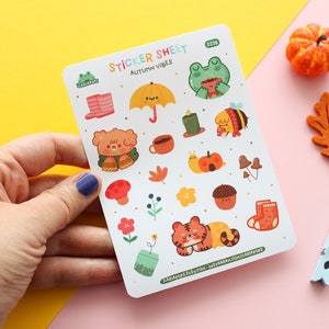 Sticker Sheet &quot;Autumn Vibes&quot;, Fall sticker set, Matte vinyl waterproof sticker.