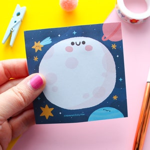 Sticky Notes Memo Pad "Moon Notes" Cute Memo Pad Kawaii with 50 Sticky Sheets Square Size 9cm x 9cm