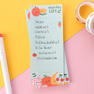 Grocery List Vertical Notepad Cute with fruit illustration, 50 tear off pages image 2