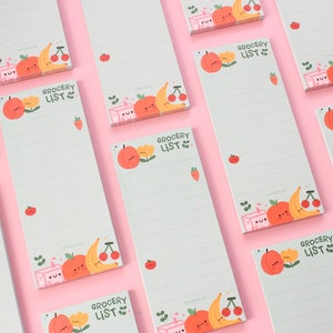 Grocery List Vertical Notepad Cute with fruit illustration, 50 tear off pages image 5