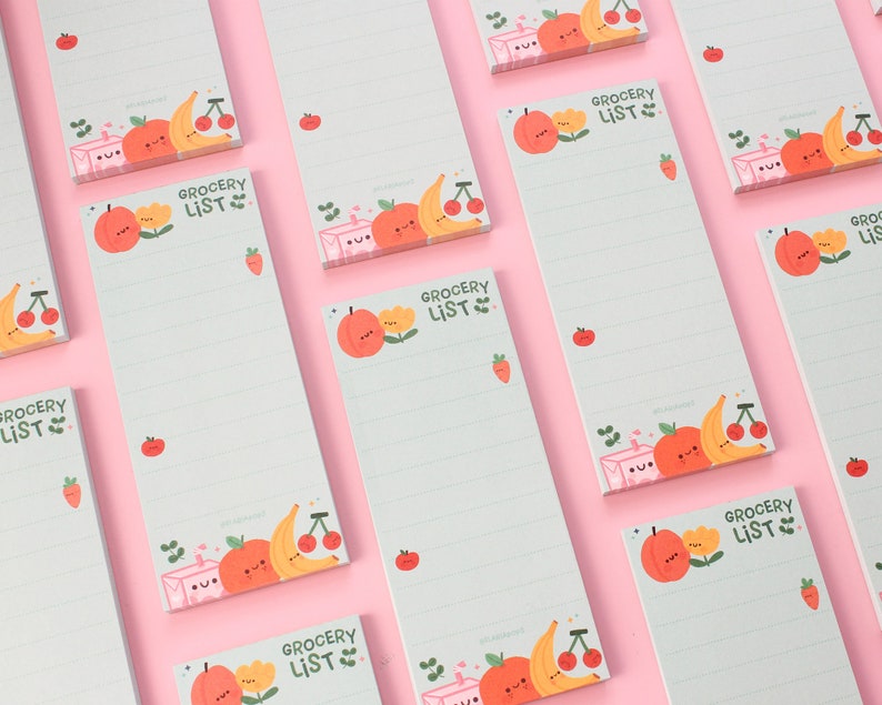 Grocery List Vertical Notepad Cute with fruit illustration, 50 tear off pages image 5