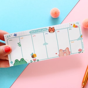 SECONDS* Mini planer tygodniowy 50 arkuszy, 62 x 148 mm, kawaii notatnik do planowania