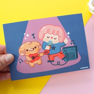 A6 Mini Print "Music Love" mit Mira & Jupi, gedruckt auf mattem Papier 324 g/m², 105x148mm ."