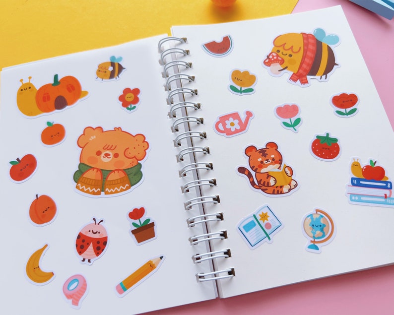 Reusable Sticker Book Mango and the Flying Pencil A6 with 50 Reusable Pages and Semi-Transparent Hardcover, stickers not included image 10