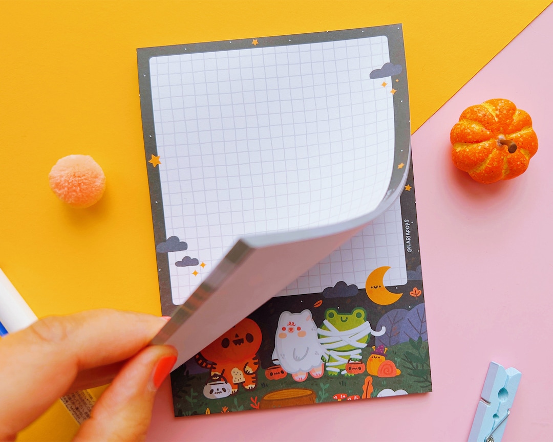 Halloween Character Notepad – Cute Tiger and Frog, 50 Squared Pages ...