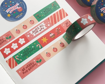 Christmas Washi Tape: Holiday Greetings, DIY Decor (10m x 15mm)