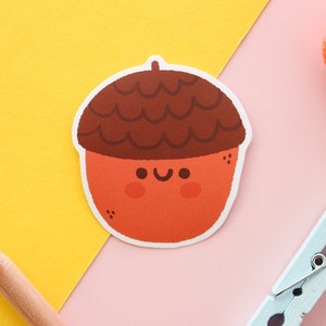 Cute acorn sticker, Die-cut matte vinyl sticker, waterproof sticker.