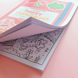 Coloring Book Happy Sketchbook Cute friends for you to color in, 26 pages to color with markers or pencils image 3