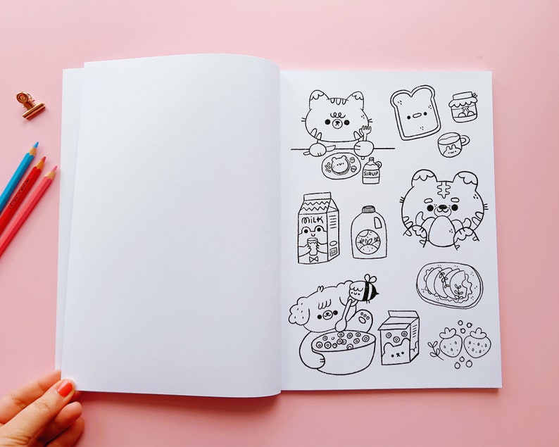 Coloring Book Happy Sketchbook Cute friends for you to color in, 26 pages to color with markers or pencils image 7