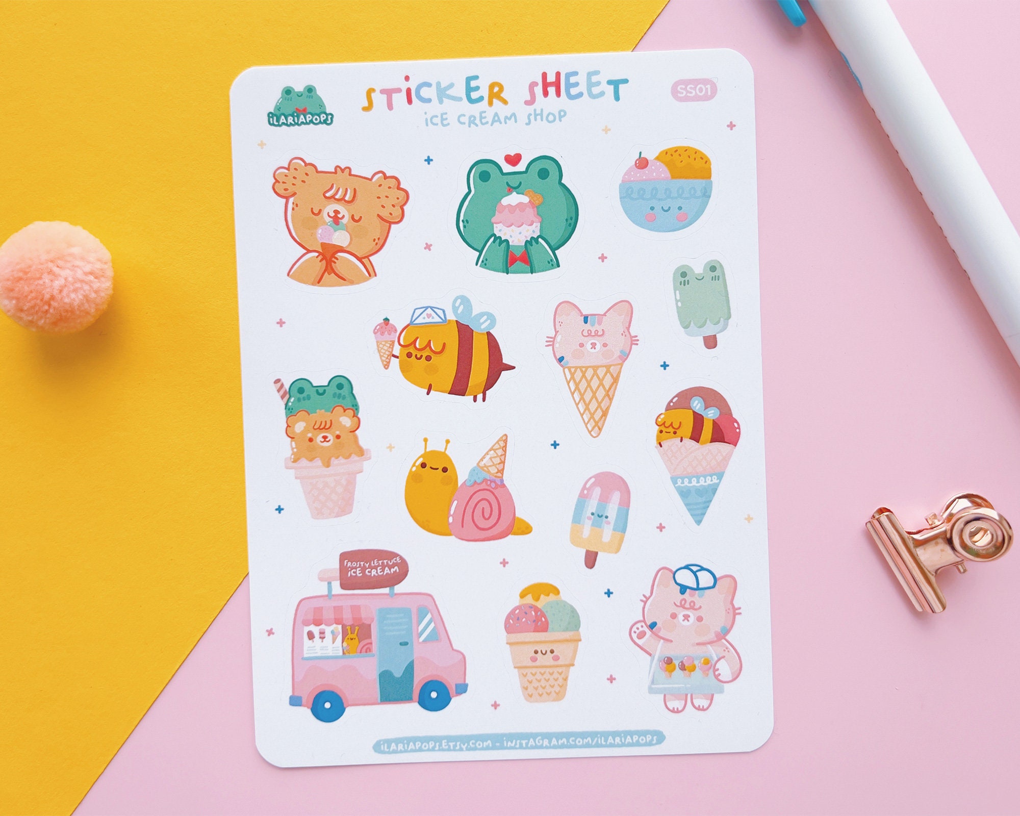 Ice cream sticker pack, aesthetic sticker bundle, print cut - So Fontsy