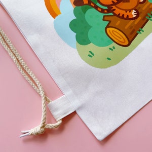 Cute Cotton Drawstring Bag with Bao & Lettuce Illustration Focus on the Good image 4