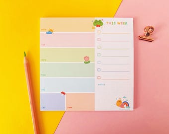 Hand-Illustrated Weekly Planner | Desk Organizer, 50 Page