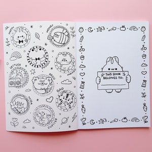 Coloring Book Happy Sketchbook Cute friends for you to color in, 26 pages to color with markers or pencils image 4