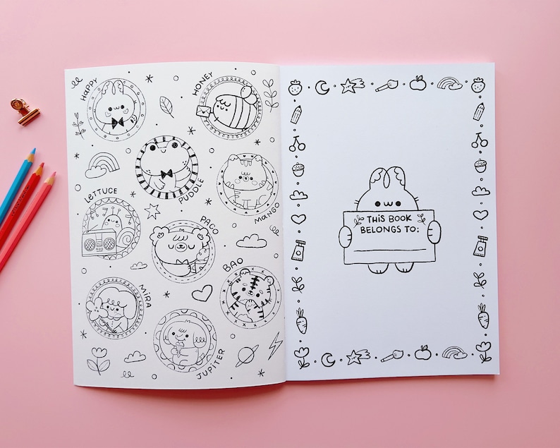 Coloring Book Happy Sketchbook Cute friends for you to color in, 26 pages to color with markers or pencils image 4