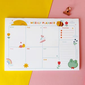 A5 Wochenplaner Notizblock, 50 abreißbare Blätter. Kawaii Organizer für deine Wochenplanung