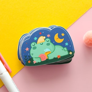 Charmant autocollant en vinyle Kawaii "Moonlight Nap" - Illustration mignonne pour bouteilles d'eau, ordinateurs portables et plus encore!