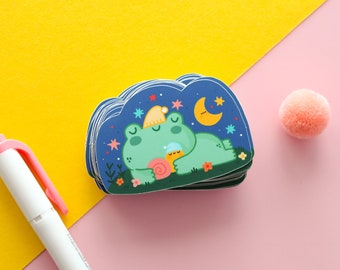 Charming Kawaii Vinyl Sticker "Moonlight Nap" - Cute Illustration for Water Bottles, Laptops, and more!