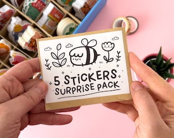 5 Stickers Surprise Pack, bundle of matte and glossy vinyl sticker, waterproof stickers.