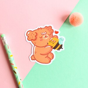 Couple sticker with Paco & Honey illustration, matte vinyl waterproof sticker. image 2