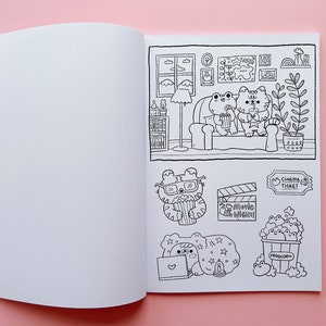 Coloring Book Happy Sketchbook Cute friends for you to color in, 26 pages to color with markers or pencils image 8